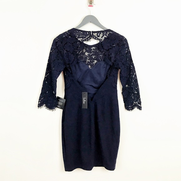 NWT LULU'S Midi Quarter Sleeve Lace Dress - Picture 6 of 7